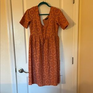 Zara Orange Lace Midi Dress